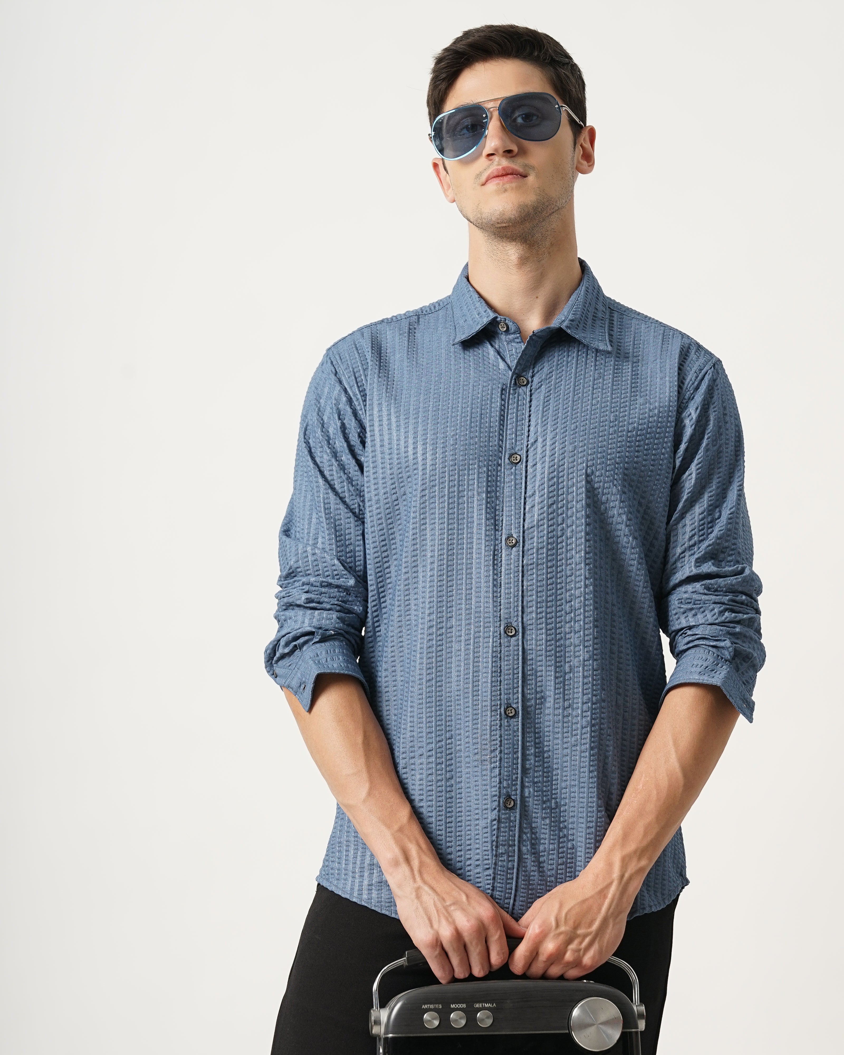 Men Regular Fit Seersucker Shirt