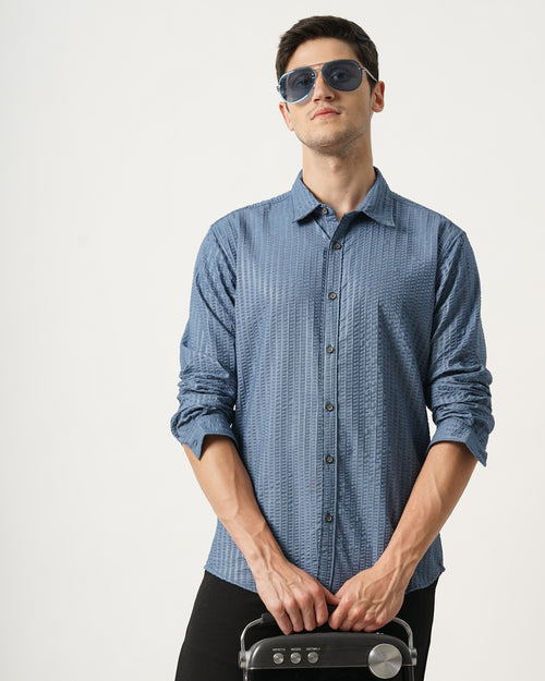 Men Regular Fit Seersucker Shirt