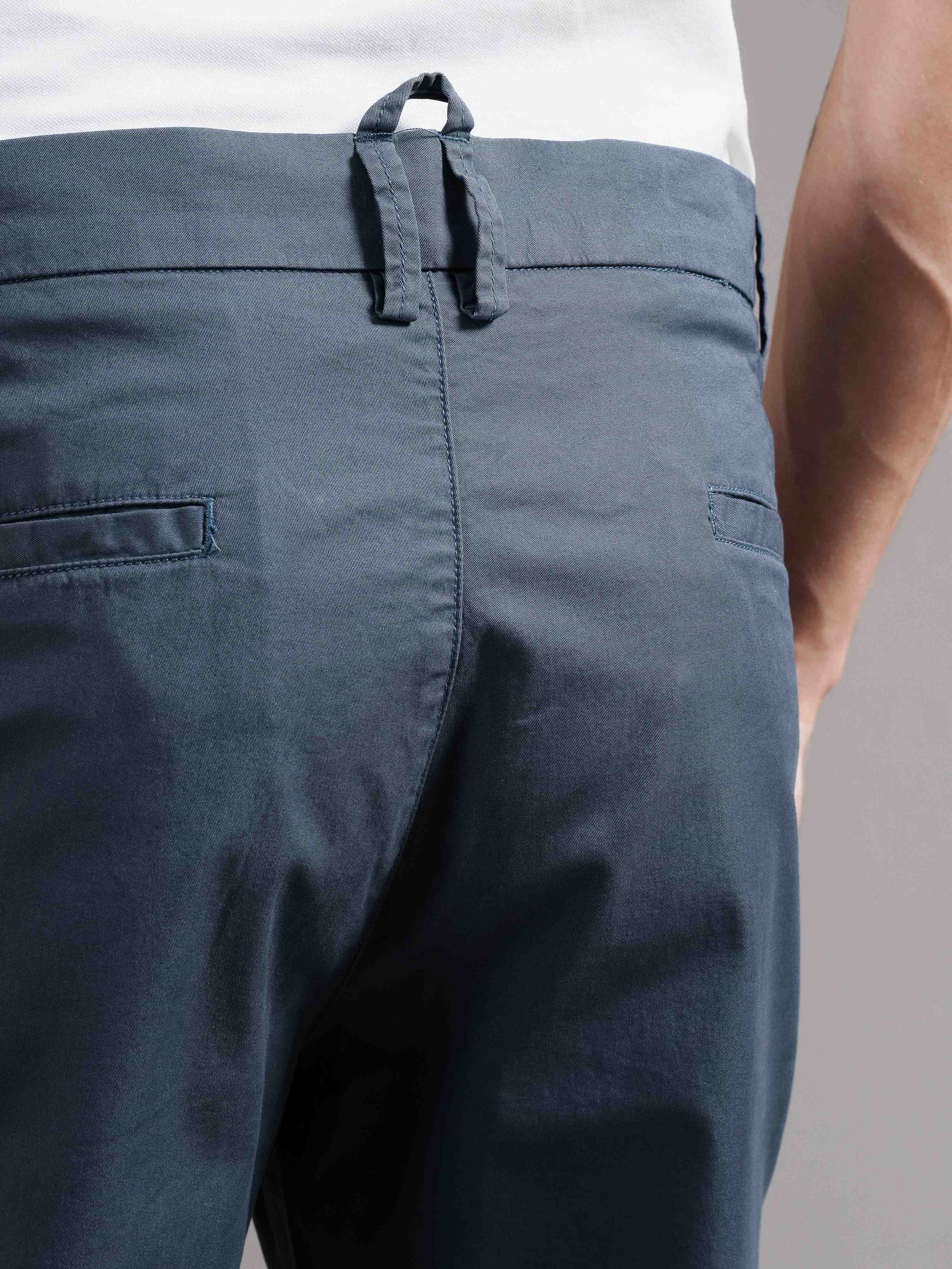 Men Tailored Low-Rise Chinos Trousers