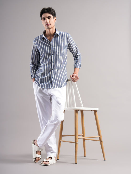 Men Smart Slim Fit Striped Casual Shirt