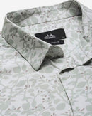 Men Smart Slim Fit Floral Printed Spread Collar Cotton Formal Shirt