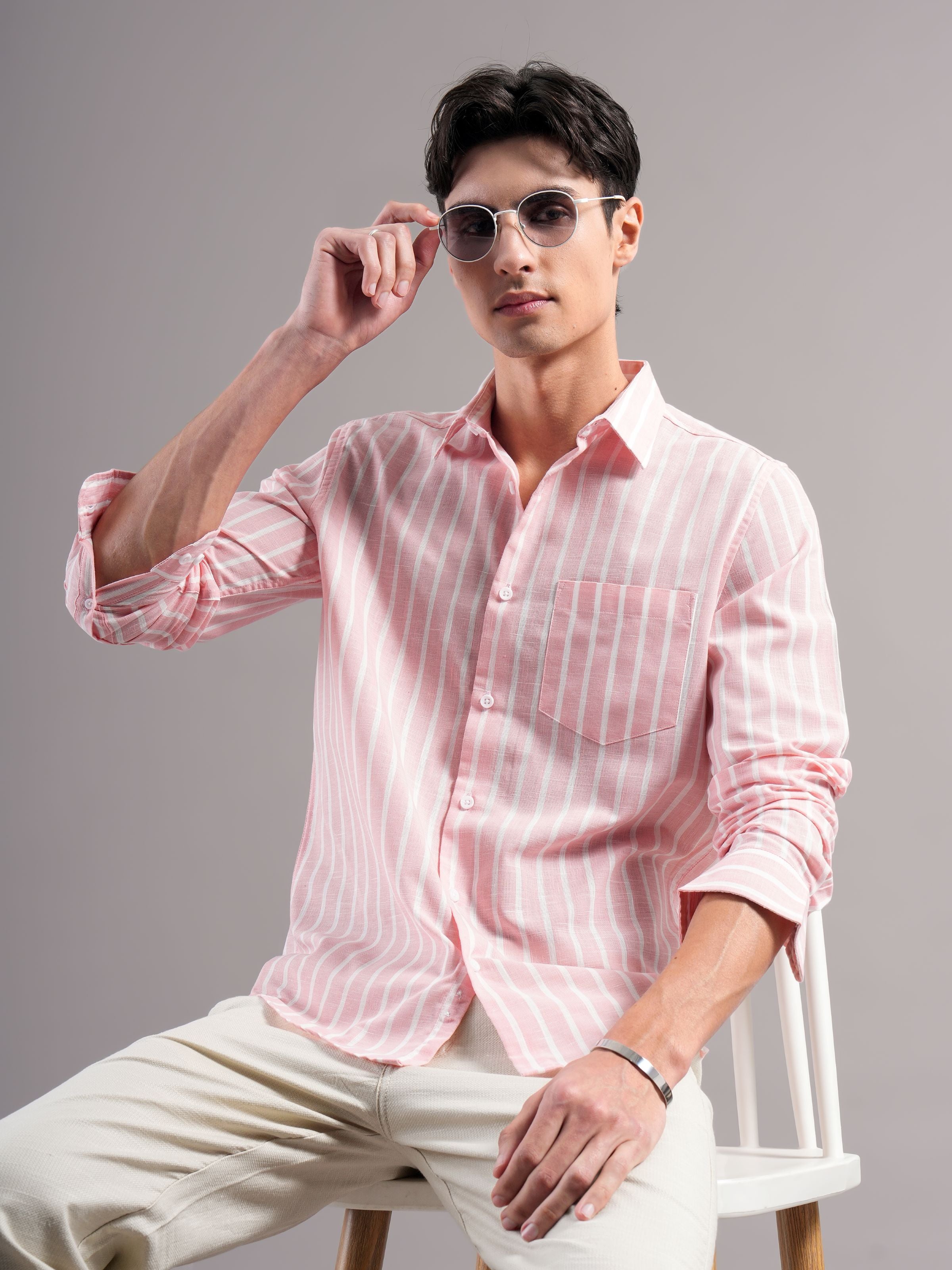 Men Smart Slim Fit Striped Casual Shirt