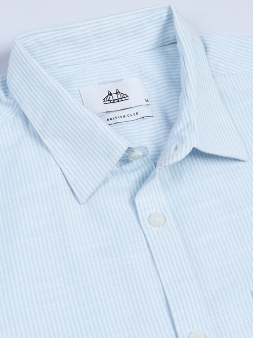 Men Stripes Blue Shirts