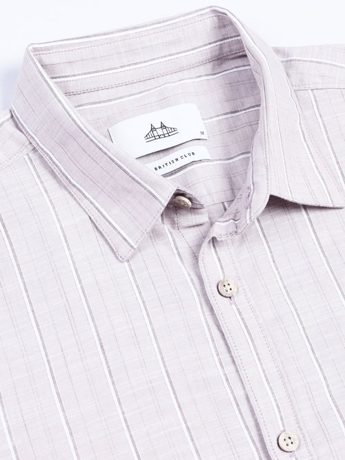 Men's Oxford Stripes Taupe Shirt