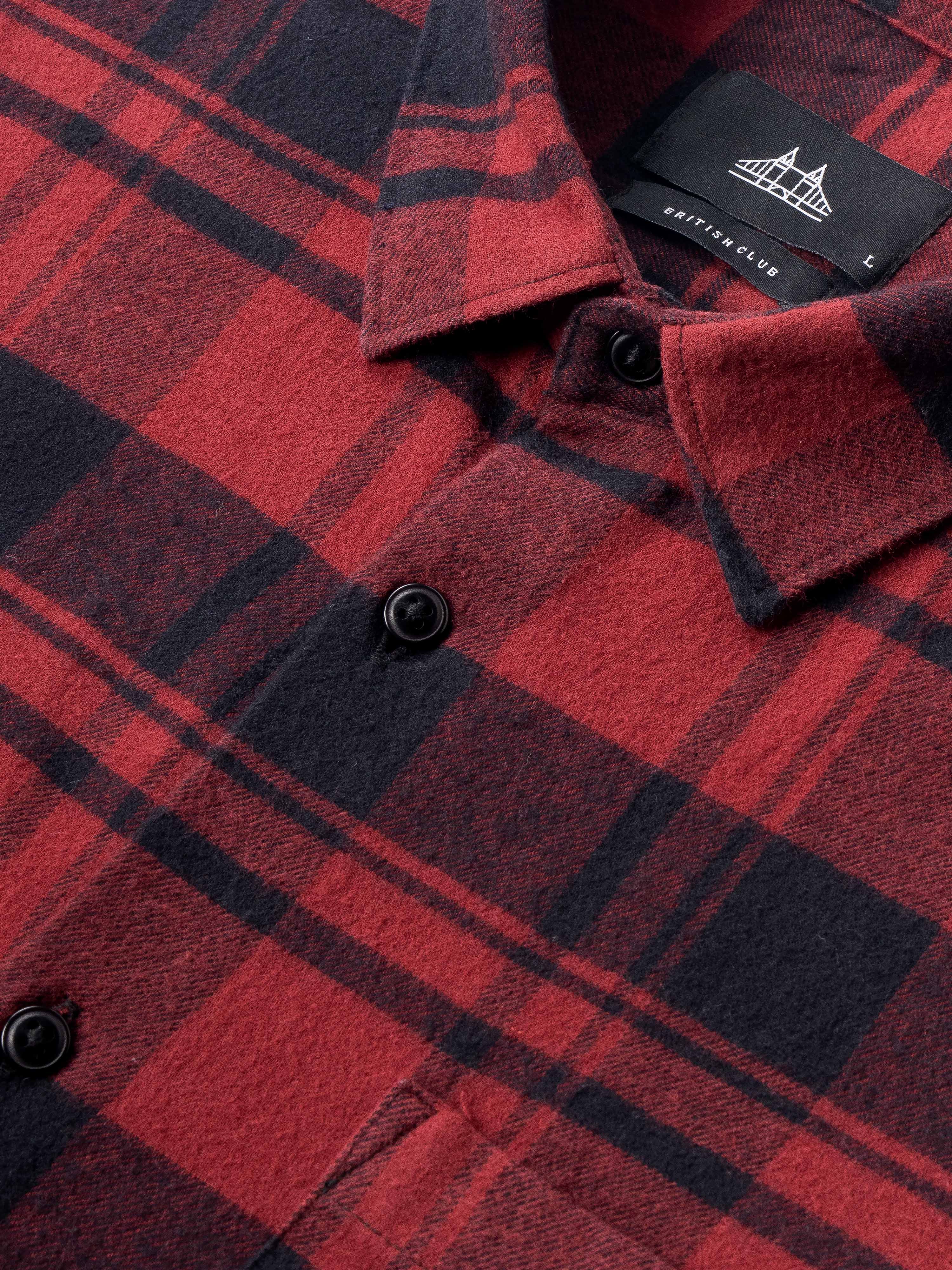 Men Smart Relaxed Fit Tartan Checked Spread Collar Cotton Casual Shirt
