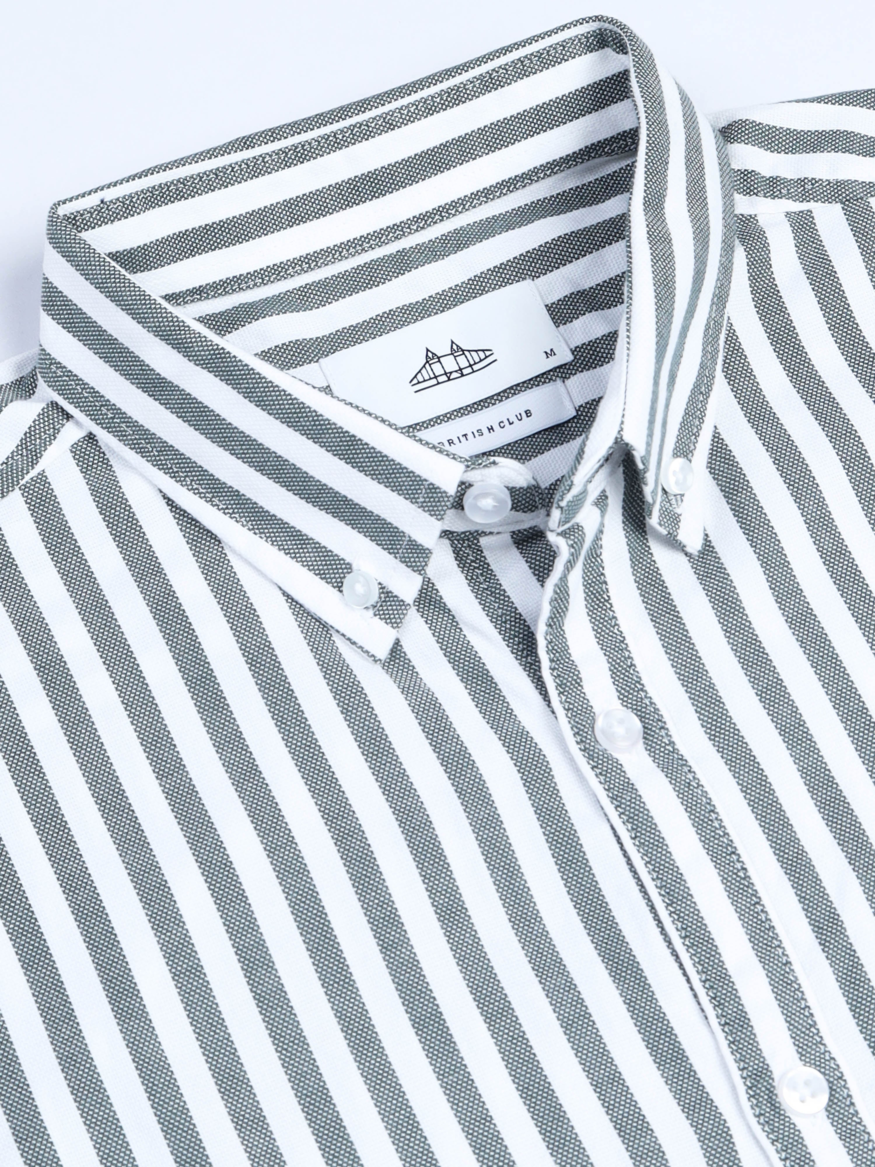 Men Stripes Green Shirts