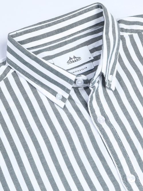 Men Stripes Green Shirts
