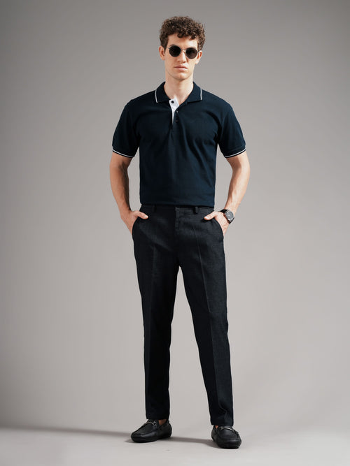 Men Tailored Straight Fit Low-Rise Trousers