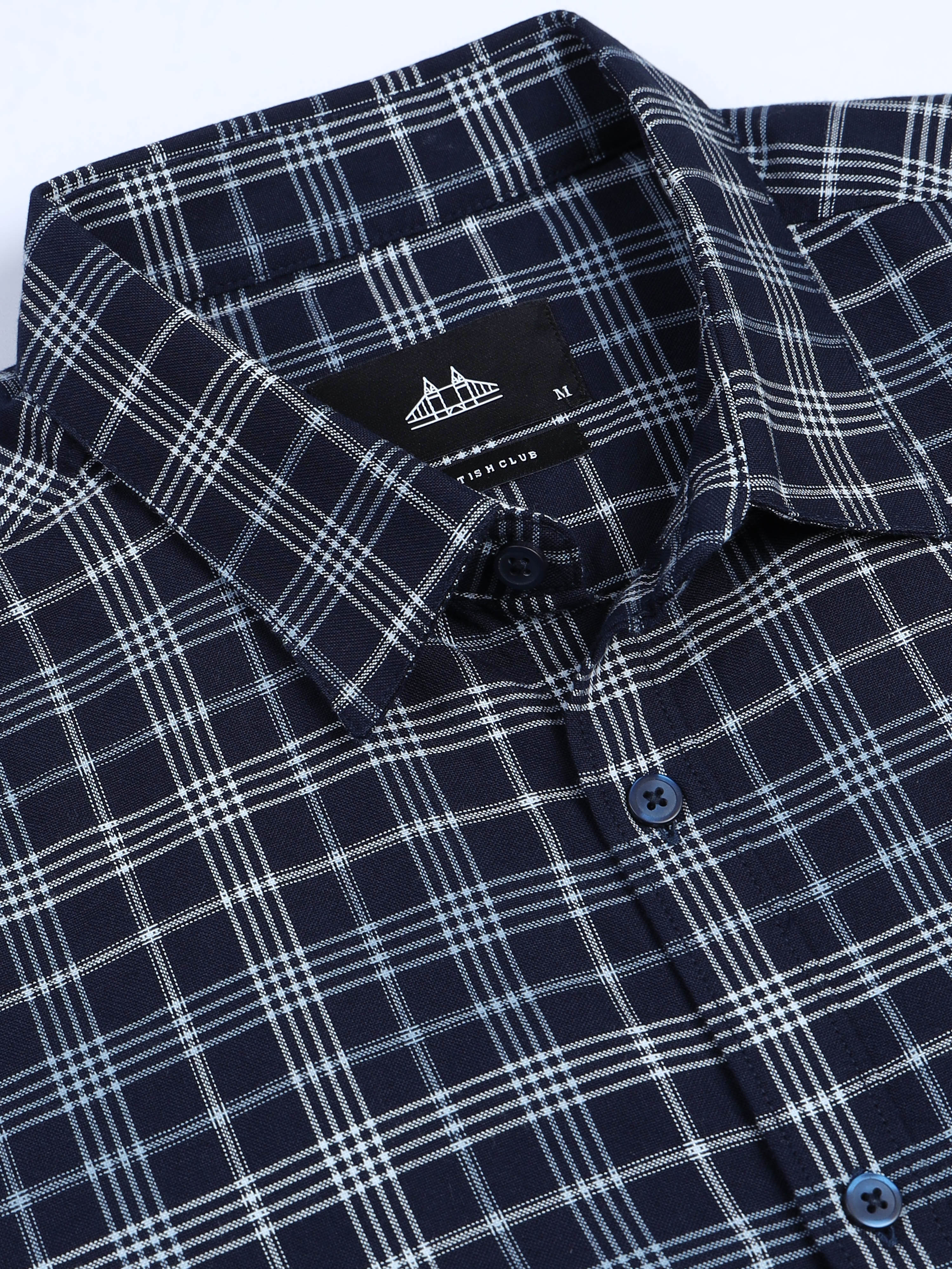 Men's Premium Oxford Checks Blue Shirt