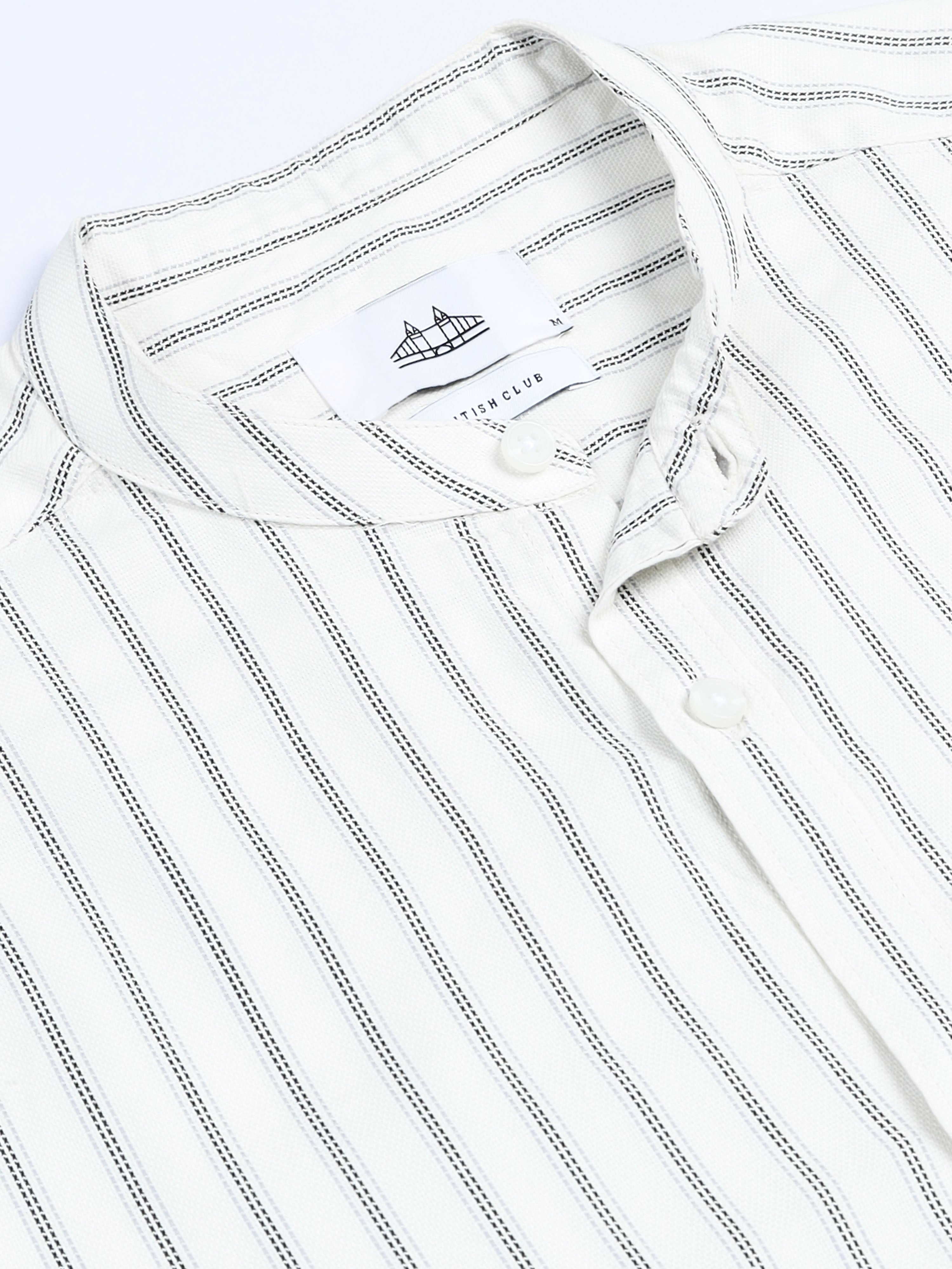 Men Stripes Cream Shirt
