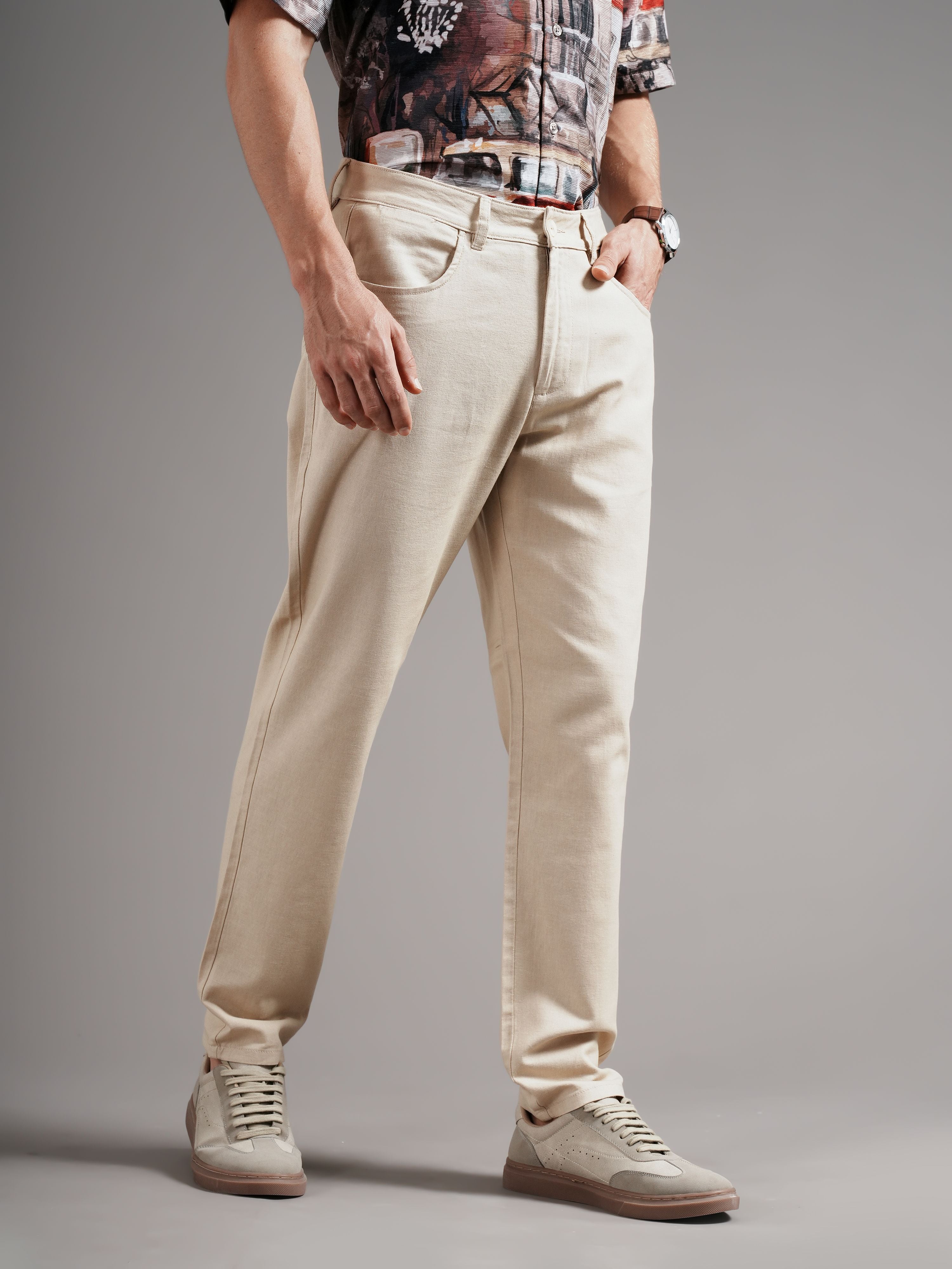 Men Tailored Low-Rise Trousers