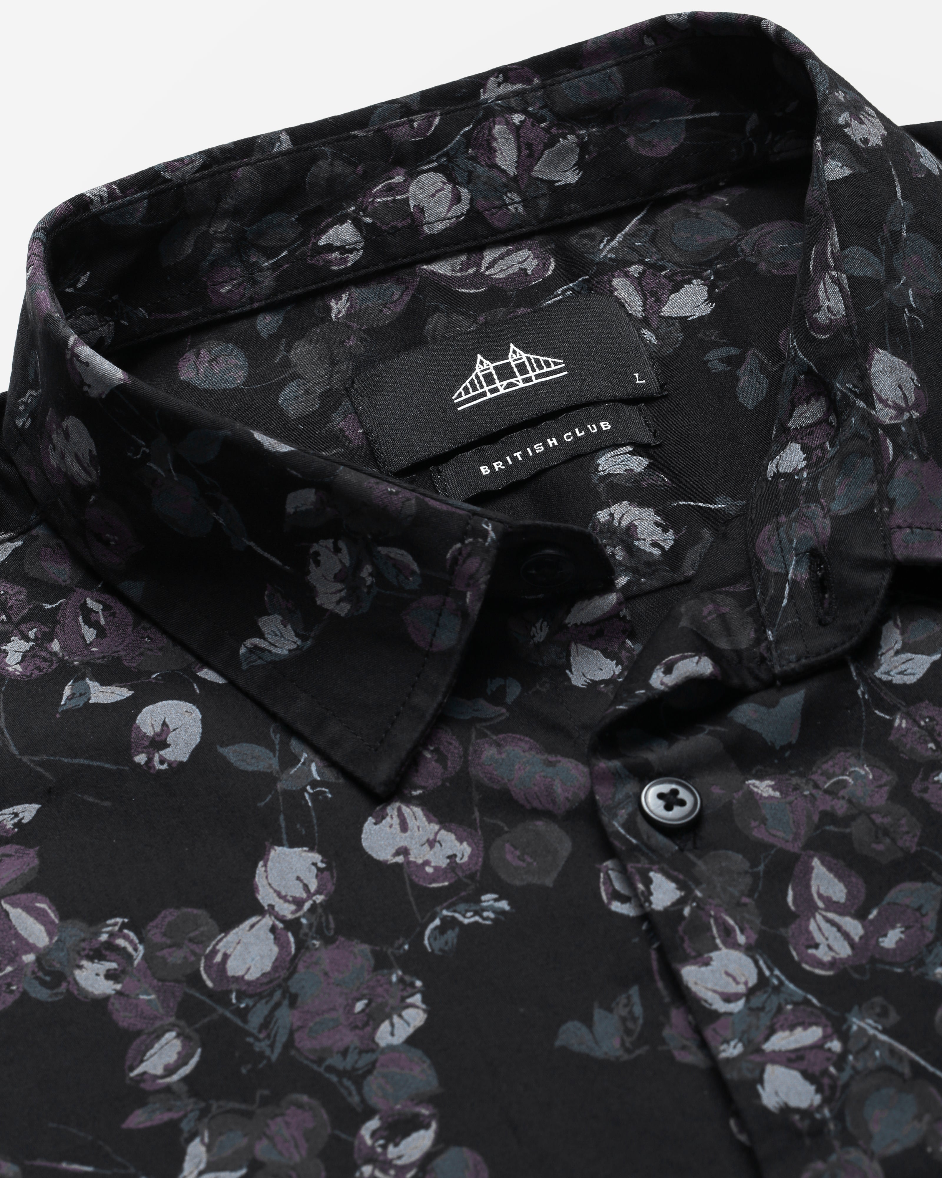 Smart Slim Fit Floral Printed Spread Collar Cotton Casual Shirt