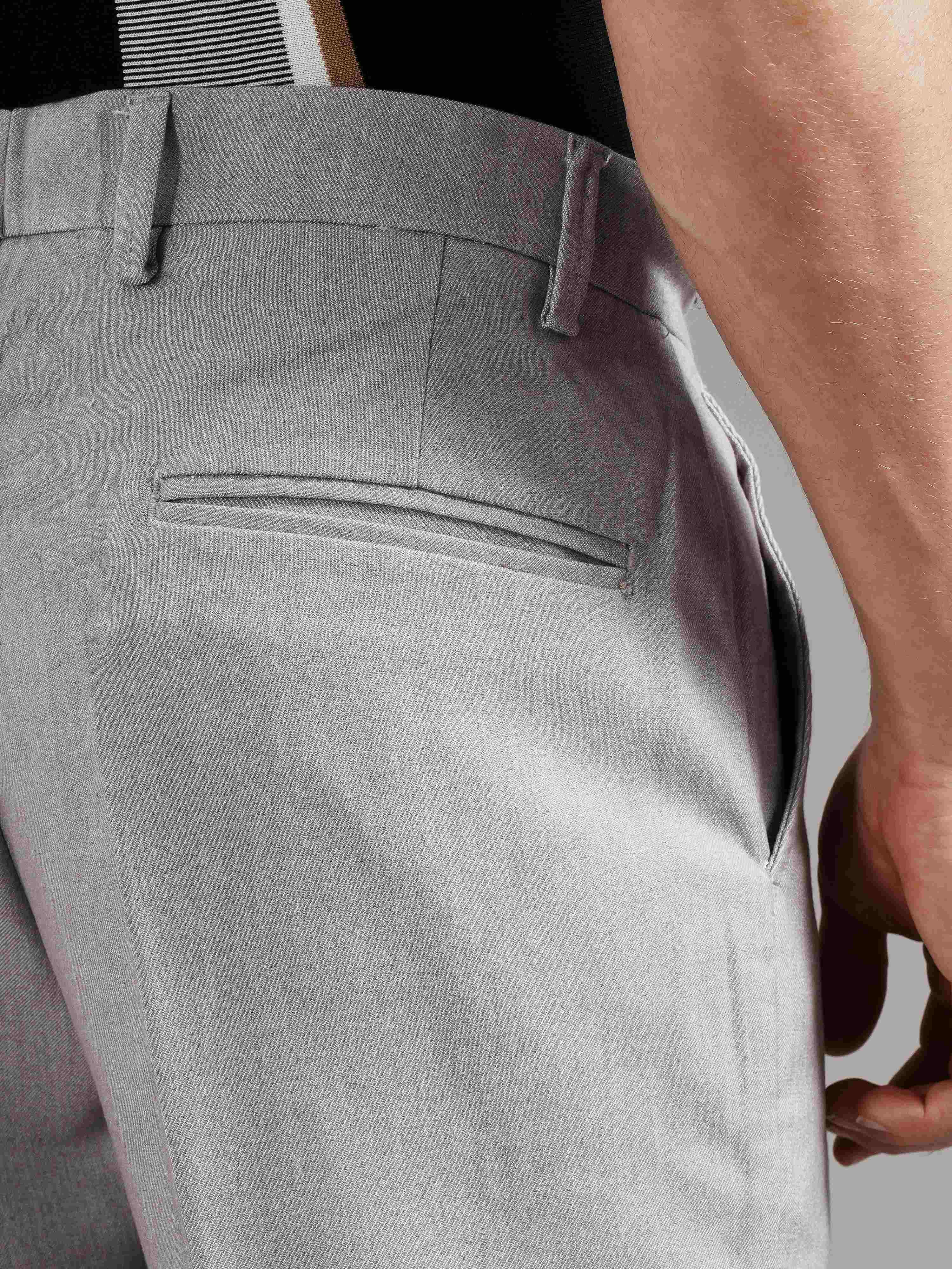 Men Tailored Straight Fit Low-Rise Trousers