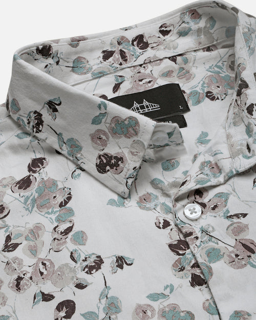 Men Smart Slim Fit Floral Printed Cotton Casual Shirt