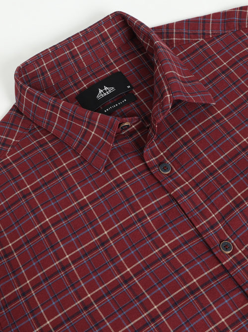 Men Smart Slim Fit Tartan Checks Checked Casual Shirt