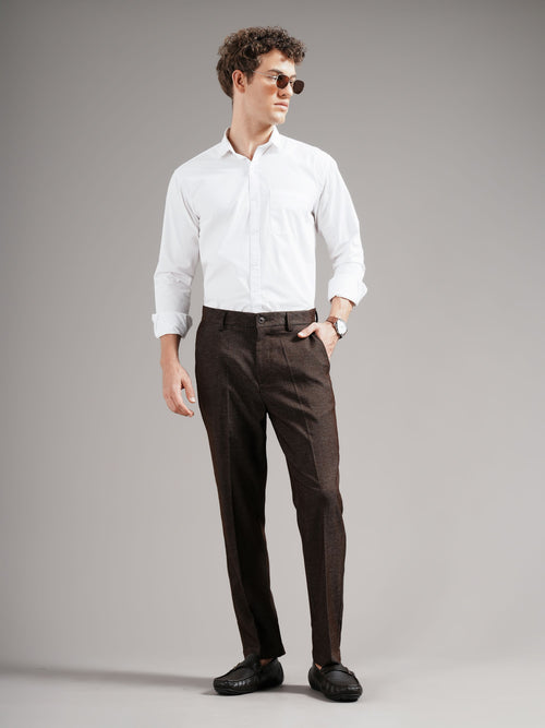 Men Tailored Straight Fit Low-Rise Trousers