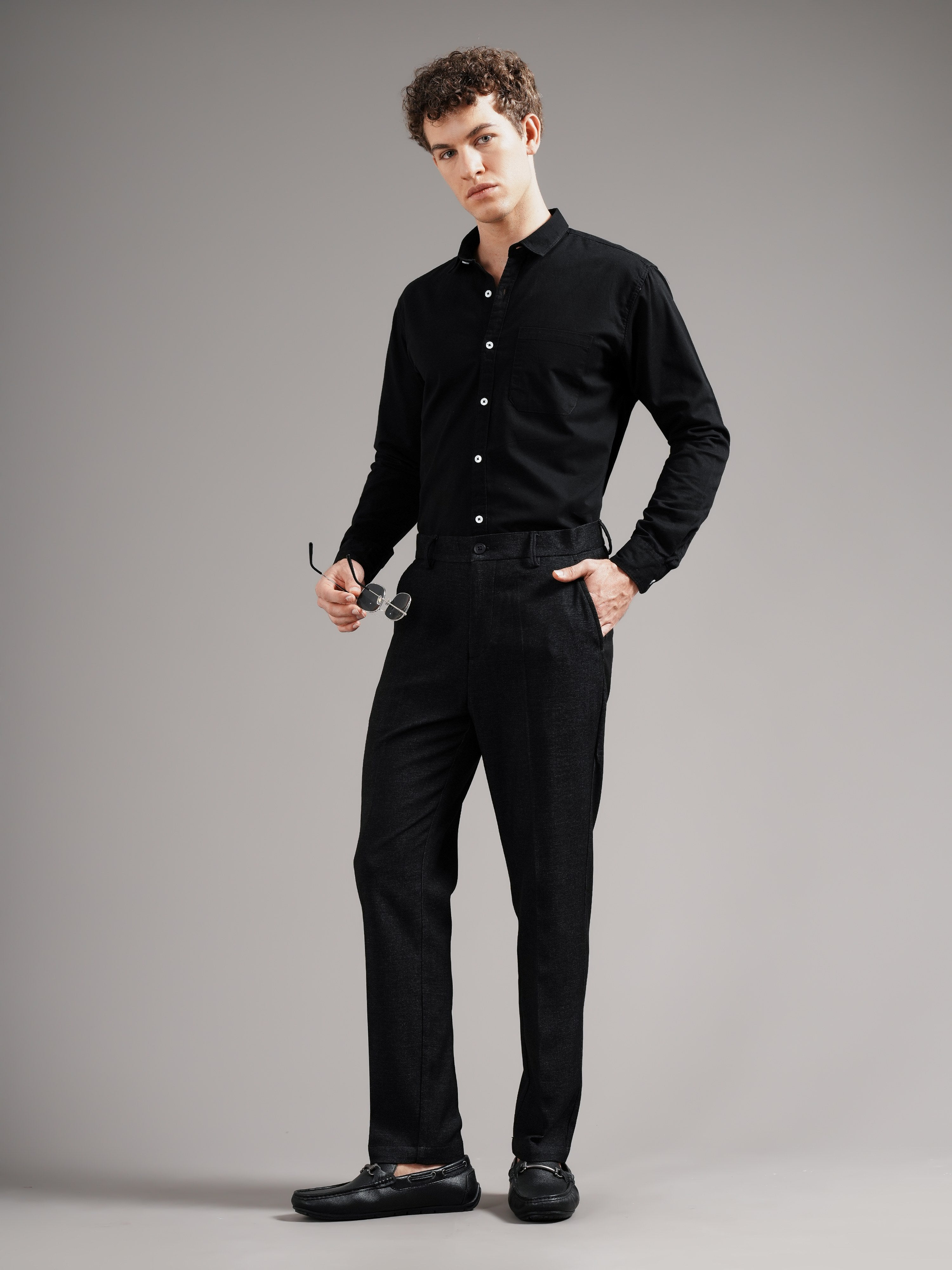Men Tailored Straight Fit Low-Rise Trousers