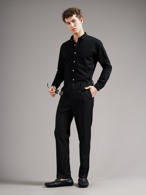 Men Tailored Straight Fit Low-Rise Trousers