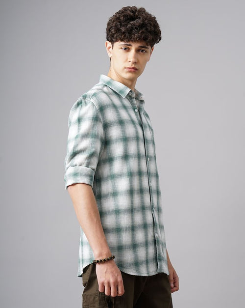 Moklino  Checks Slimfit  Cotton Casual Shirt