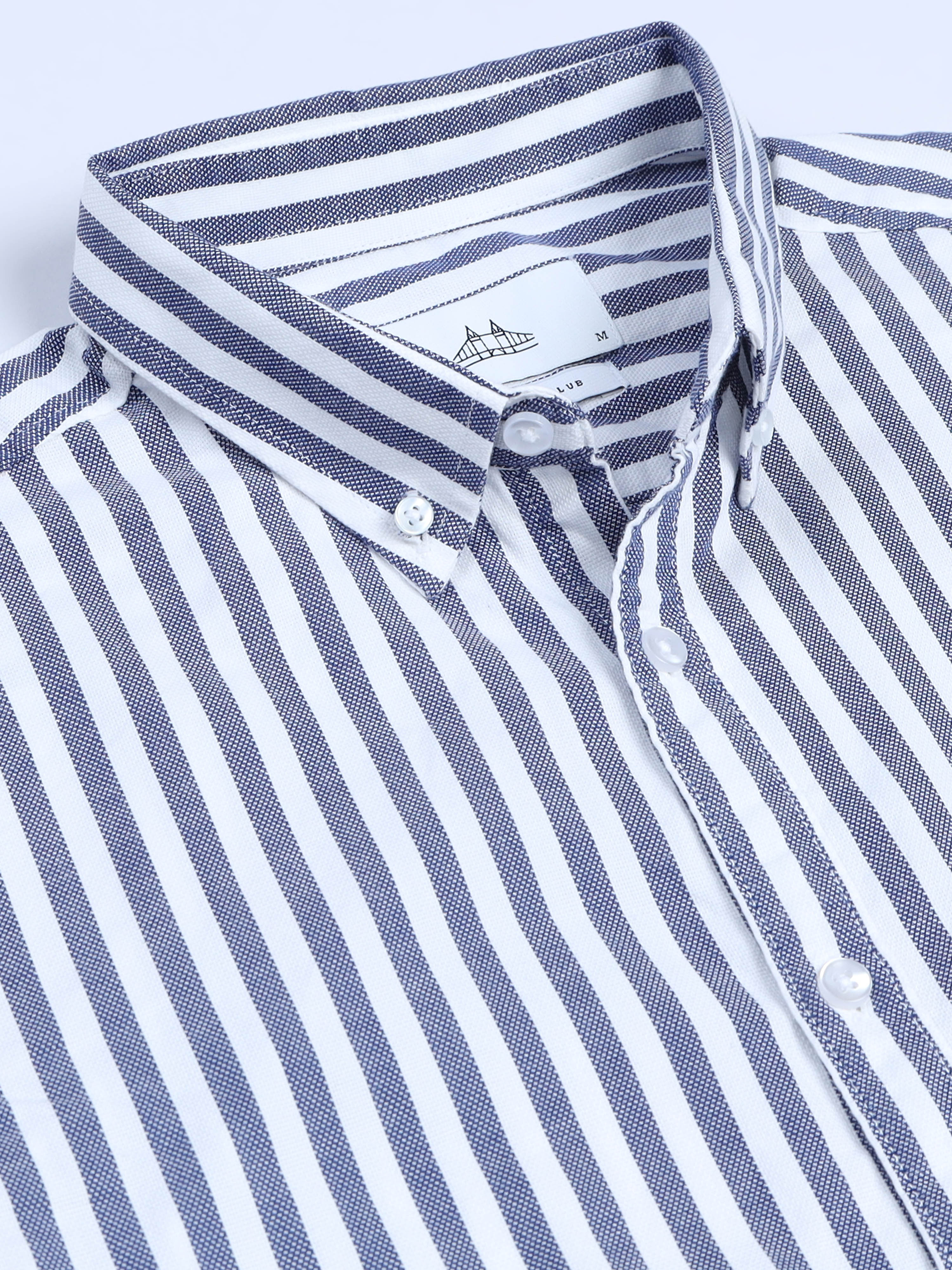 Men Stripes Navy Shirts