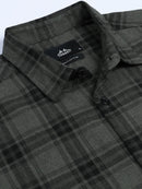 Men's Melange Twill Olive Checks Shirts