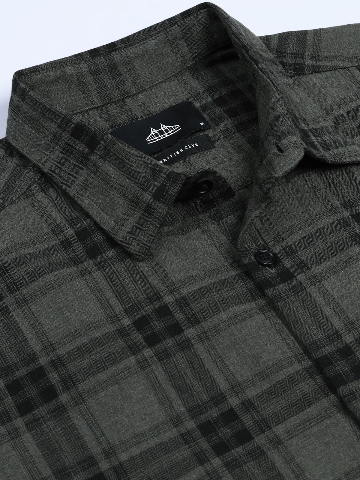 Men's Melange Twill Olive Checks Shirts