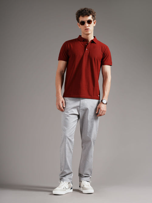 Men Tailored Straight Fit Low-Rise Trousers