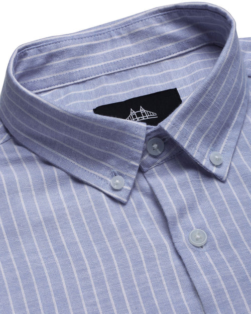 Smart Slim Fit Striped Button-Down Collar Cotton Casual Shirt