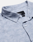Men Smart Slim Fit Floral Printed Spread Collar Cotton Formal Shirt