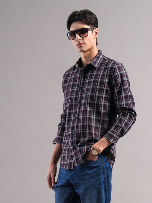 Men Smart Slim Fit Tartan Checks Checked Casual Shirt