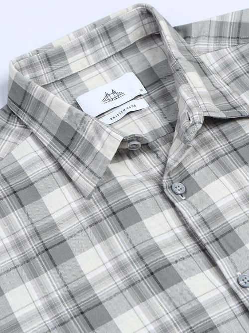 Men's Melange Twill Green Checks Shirts