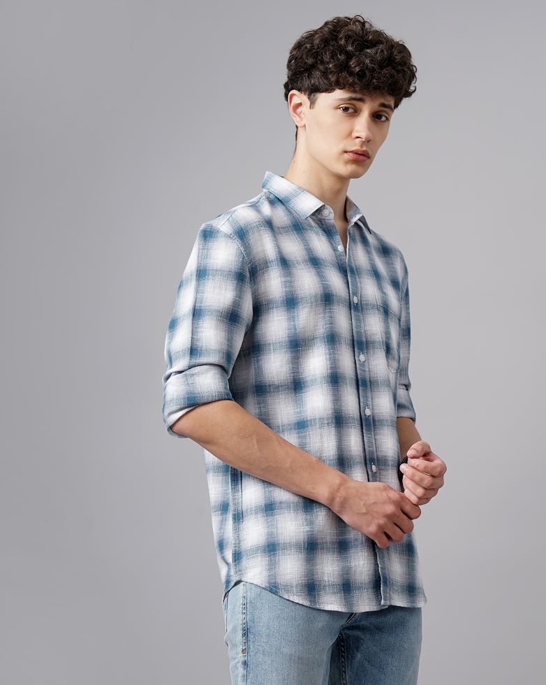 Moklino  Checks Slimfit  Cotton Casual Shirt