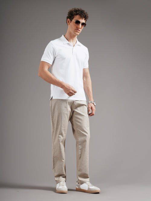 Men Tailored Straight Fit Low-Rise Trousers