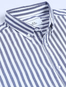 Men Stripes Navy Shirts