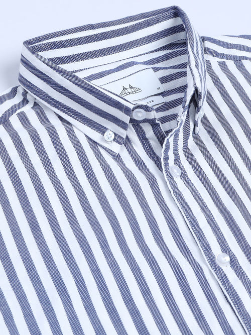 Men Stripes Navy Shirts