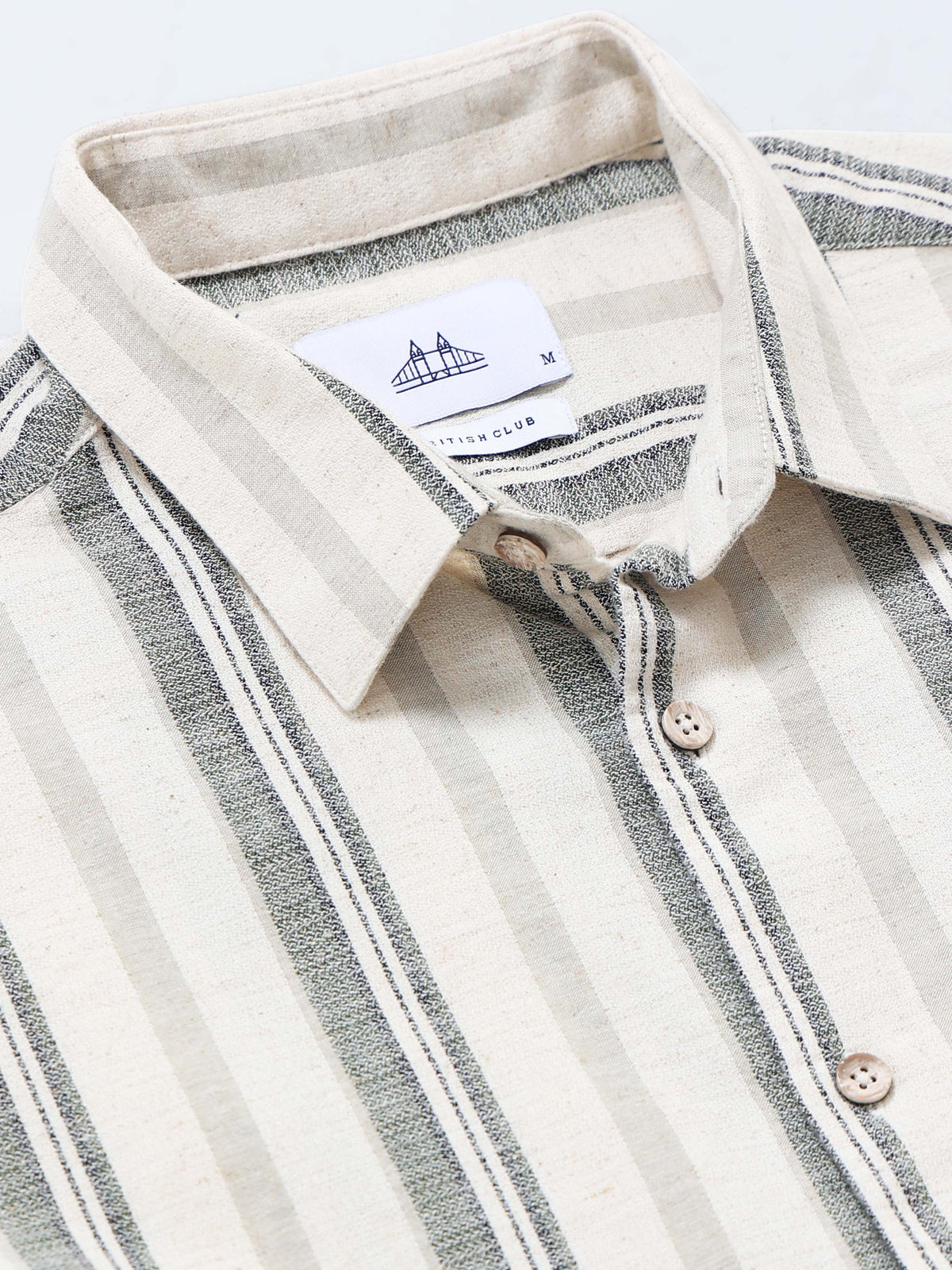 Men's Cotton Linen Dobby Stripes Shirt