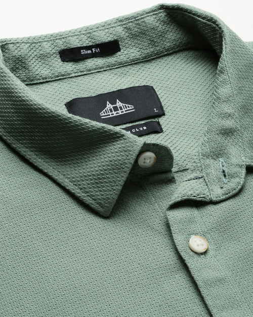 Green Self Design Dobby Casual Shirt