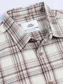 Men's Melange Twill Beige Checks Shirts