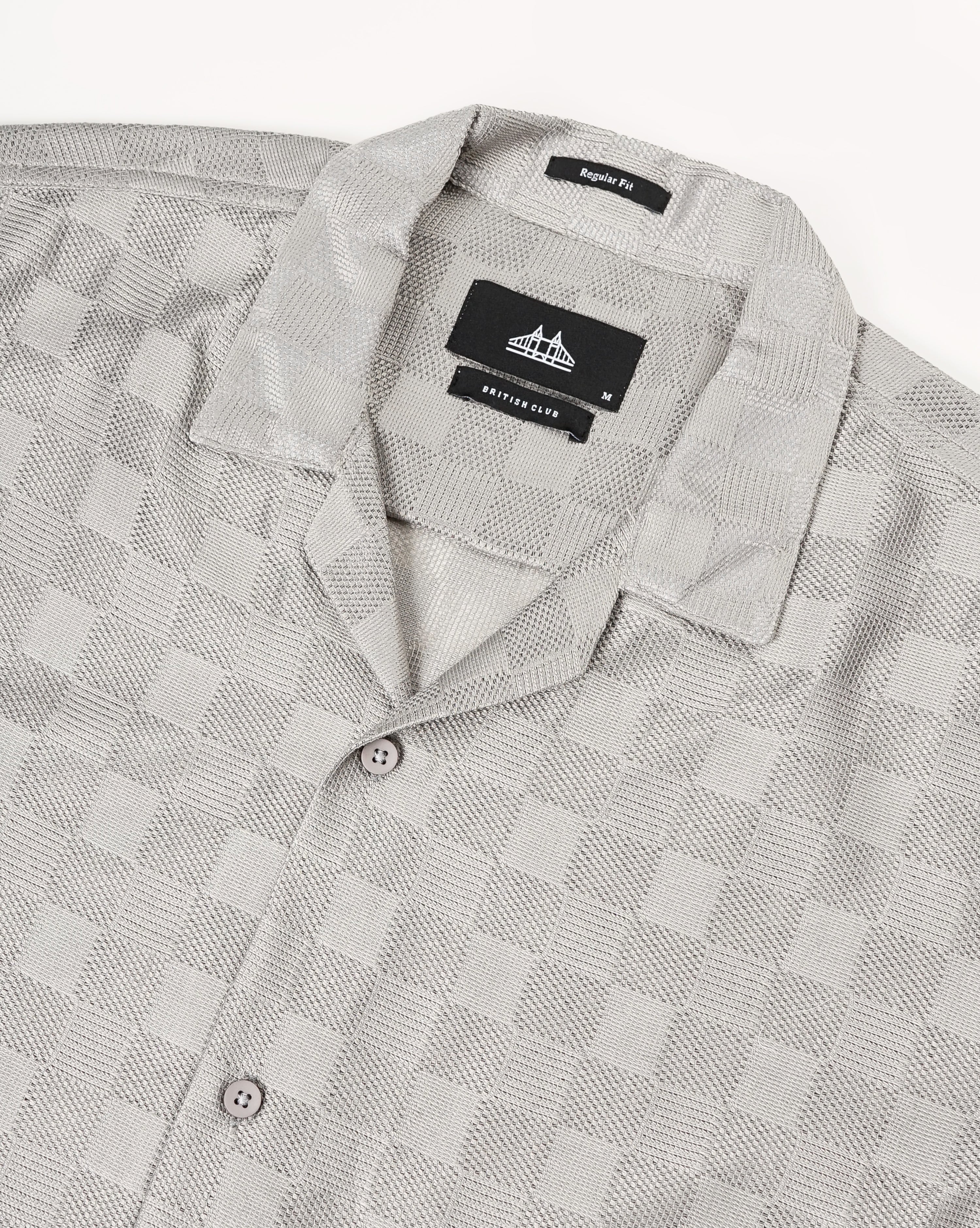 MEN'S REGULAR FIT SELF DESIGN SHIRT