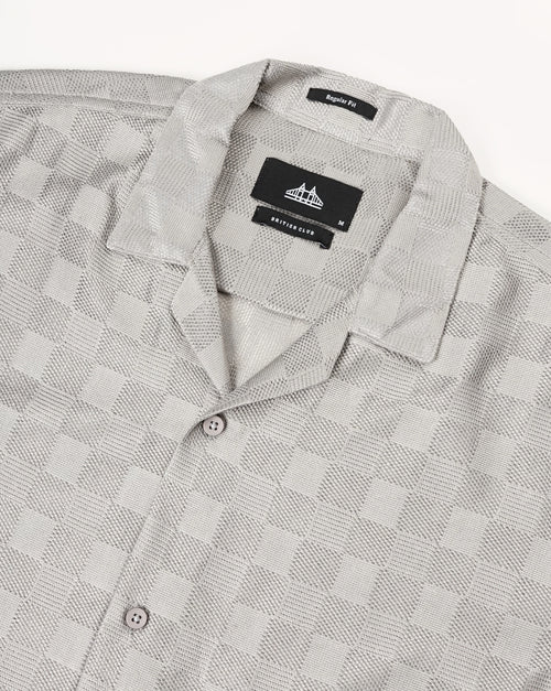 MEN'S REGULAR FIT SELF DESIGN SHIRT