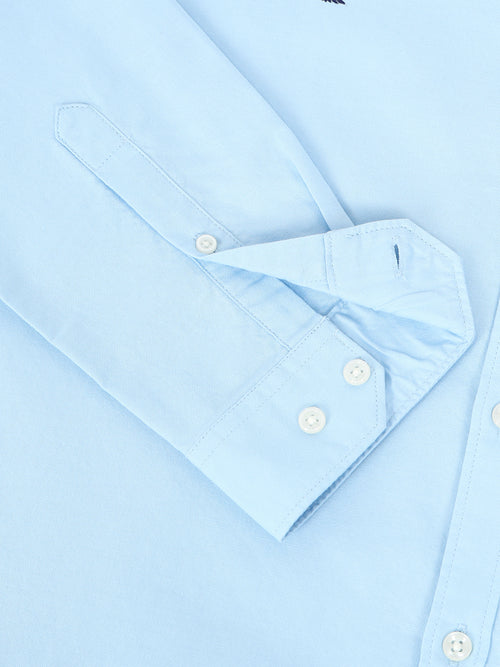 Men Oxford Embroidary Slim Fit Shirt