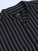 Men Stripes Black Shirt