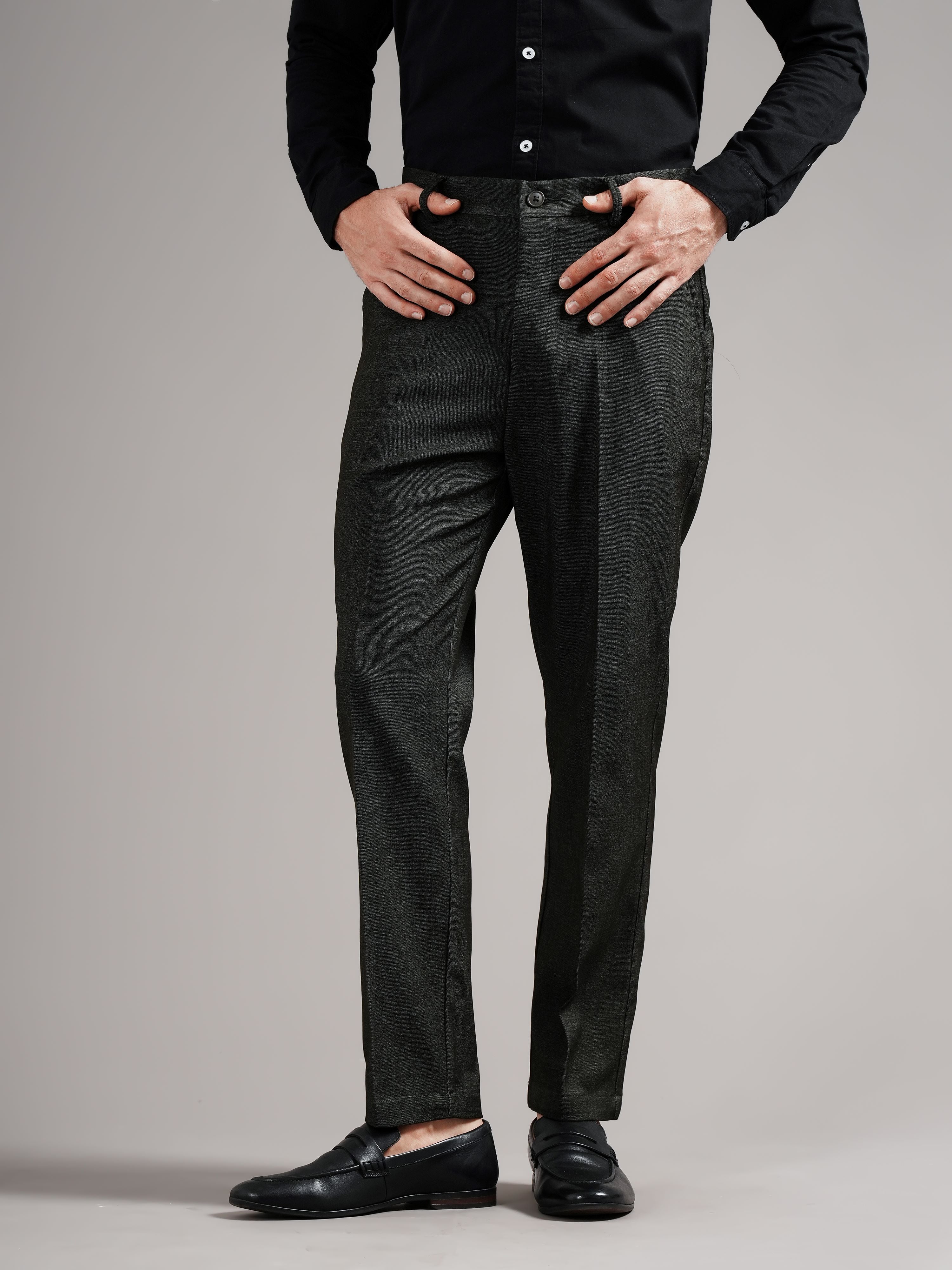 Men Tailored Straight Fit Low-Rise Trousers