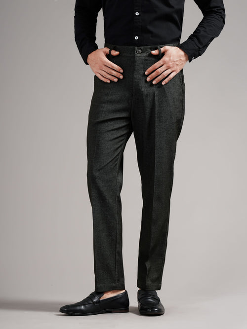Men Tailored Straight Fit Low-Rise Trousers