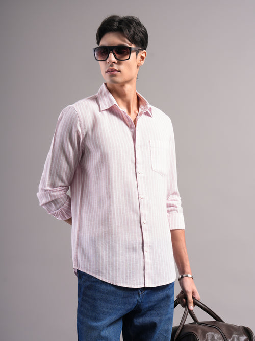 Men Smart Slim Fit Striped Casual Shirt