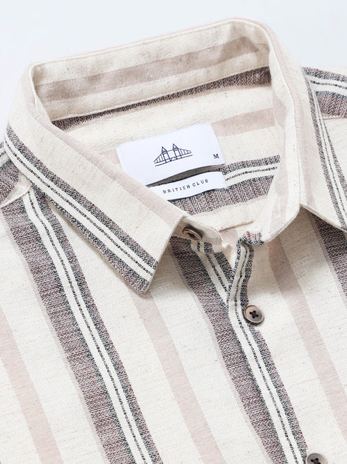 Men's Cotton Linen Dobby Stripes Shirt