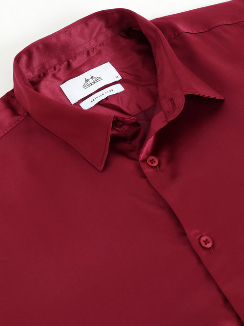 Men Spread Collar Smart Slim Fit Casual Shirt