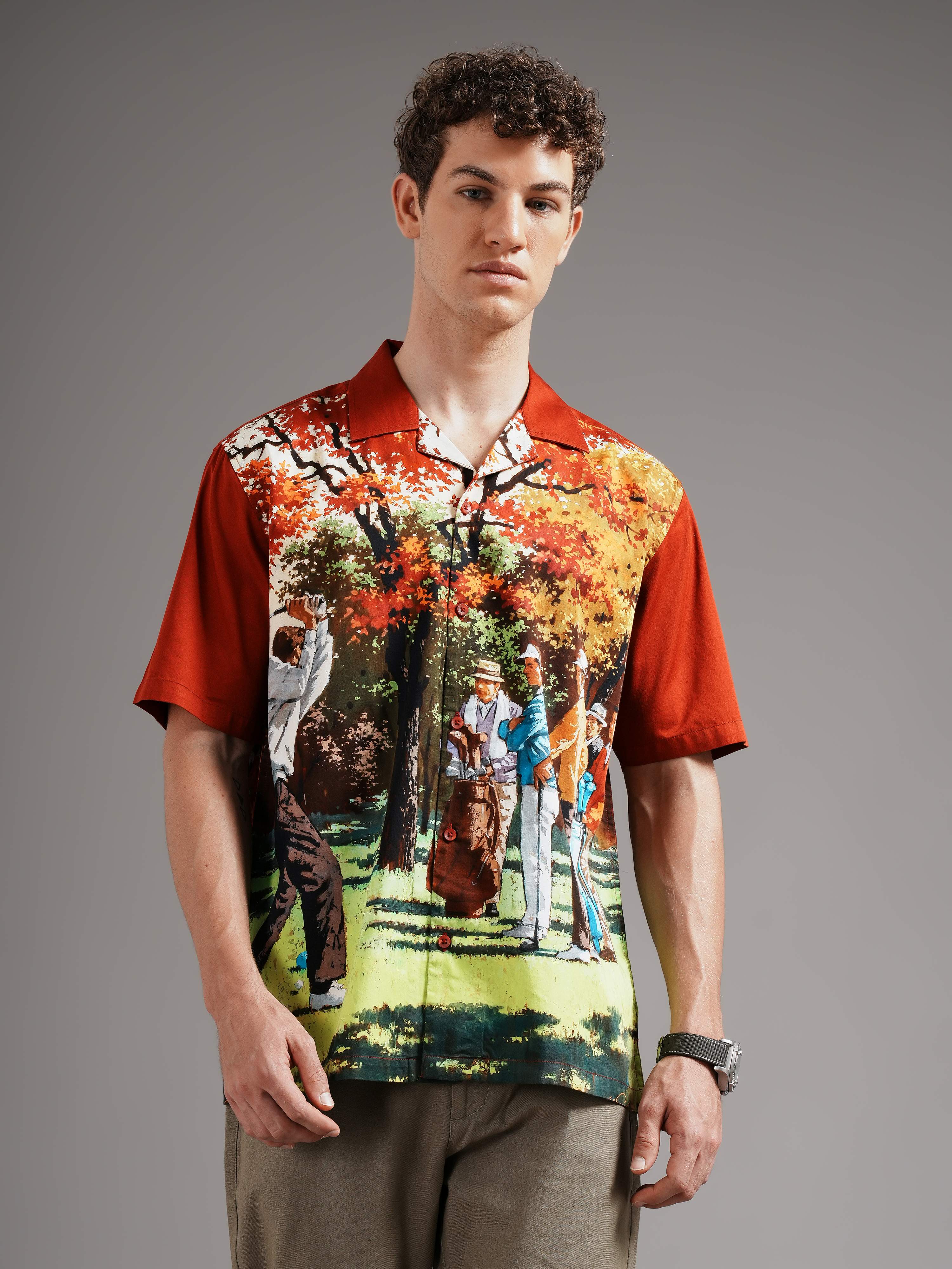 Men Smart Slim Fit Printed Casual Shirt