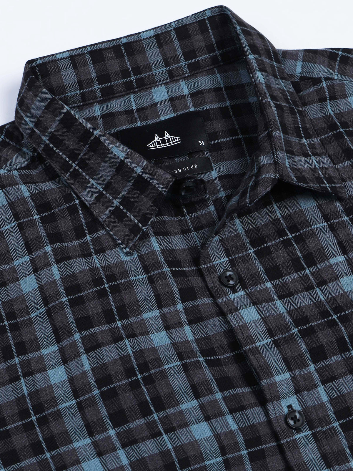 Men's Melange Twill Blue Checks Shirts