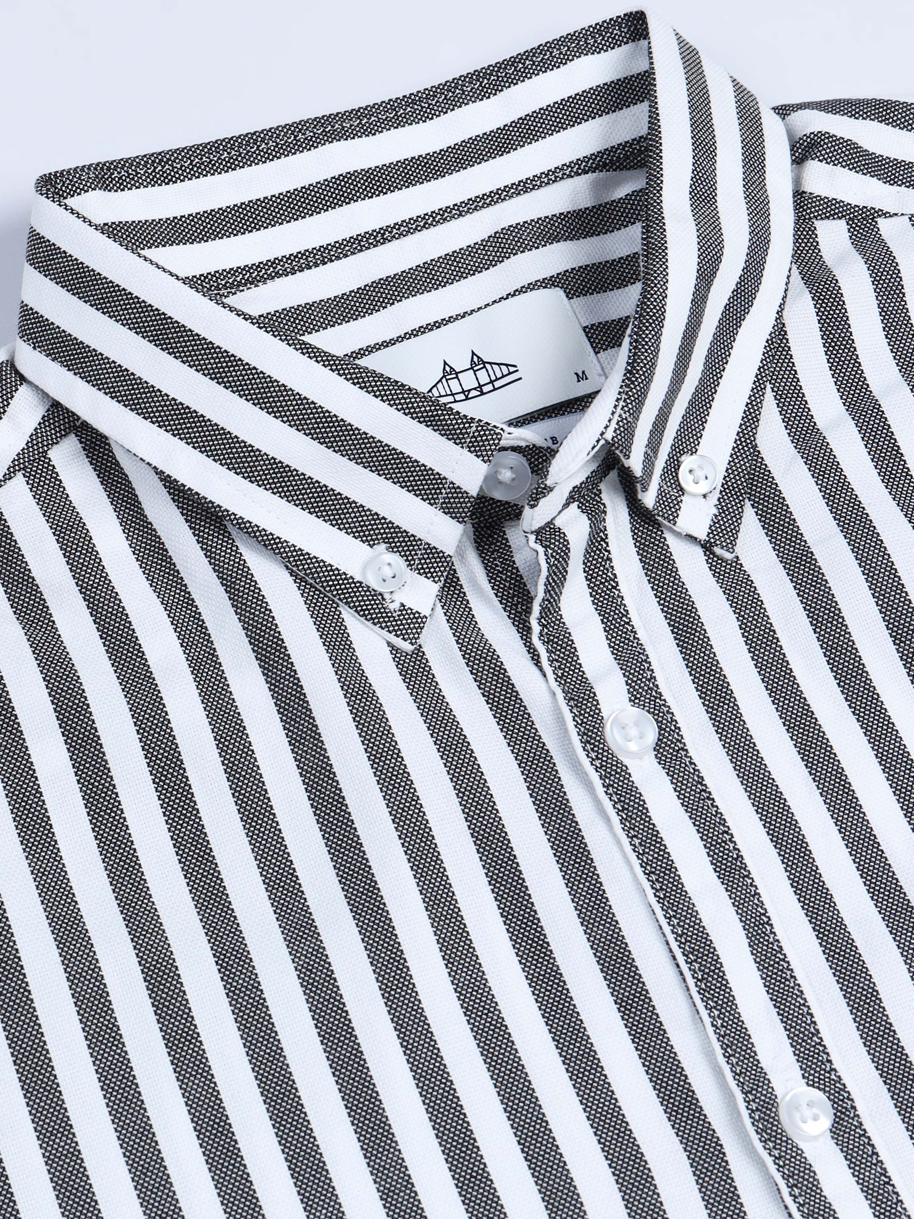 Men Stripes  Black Shirts